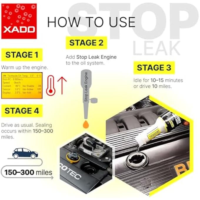 Xado ATOMEX STOP LEAK ENGINE OIL ADDITIVE SEALER (BOTTLE, 250 ML) - REPAIR GASKETS & SEALS TREATMENT - Image 5